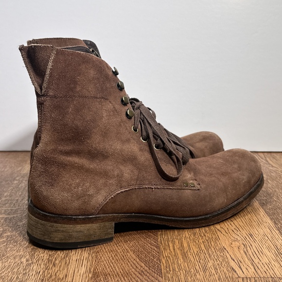 John Varvatos USA Bonham Suede Leather Brown Lace Combat Boots Mens US 8.5 - Picture 4 of 13